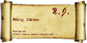 Méry János névjegykártya